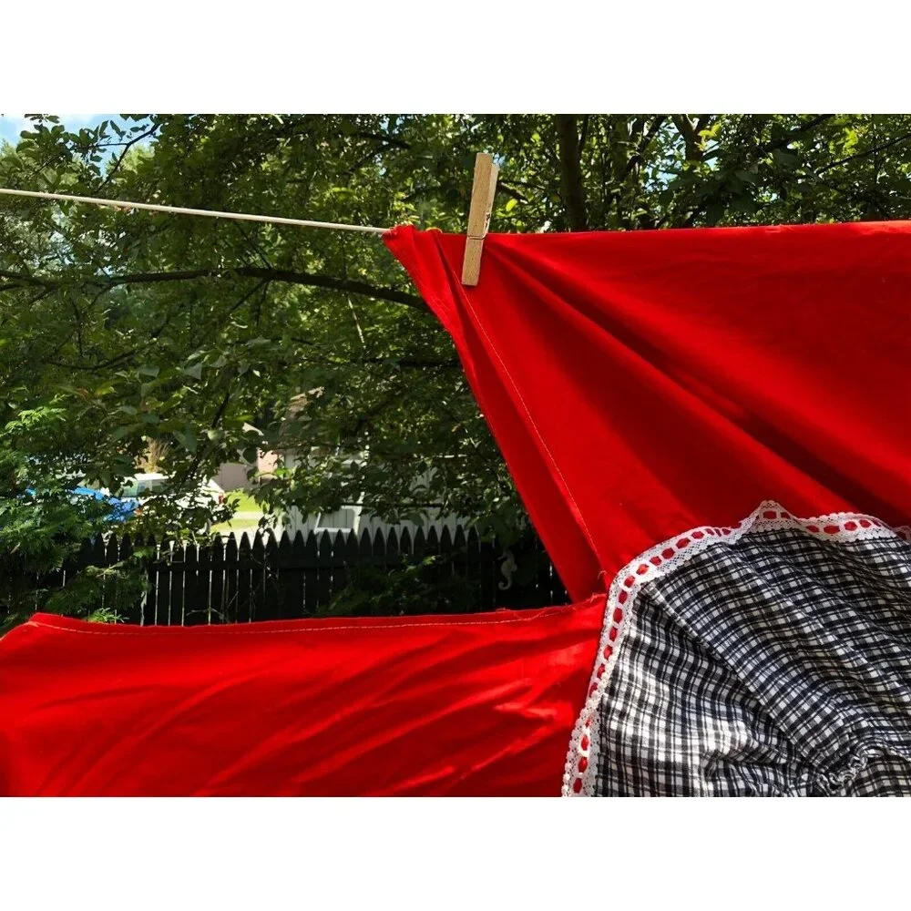 vintage red black plaid bedspread coverlet thin country western style